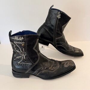 Mark Nason Boots Rock Lives Dragon Black Studded Leather Size 9 Made in Italy